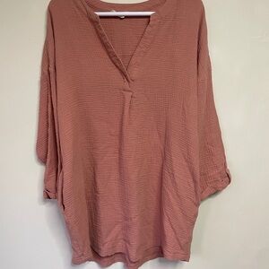 Chic Women's Blouse in Dusty Rose 100% Cotton size Large